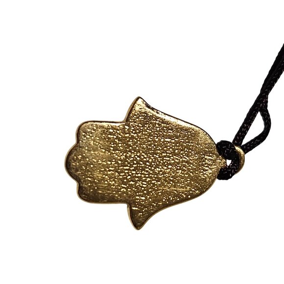 Hamsa Evil Eye Pendant Necklace Gold Red Black Cord Hand of Fatima Ethnic - Picture 4 of 6